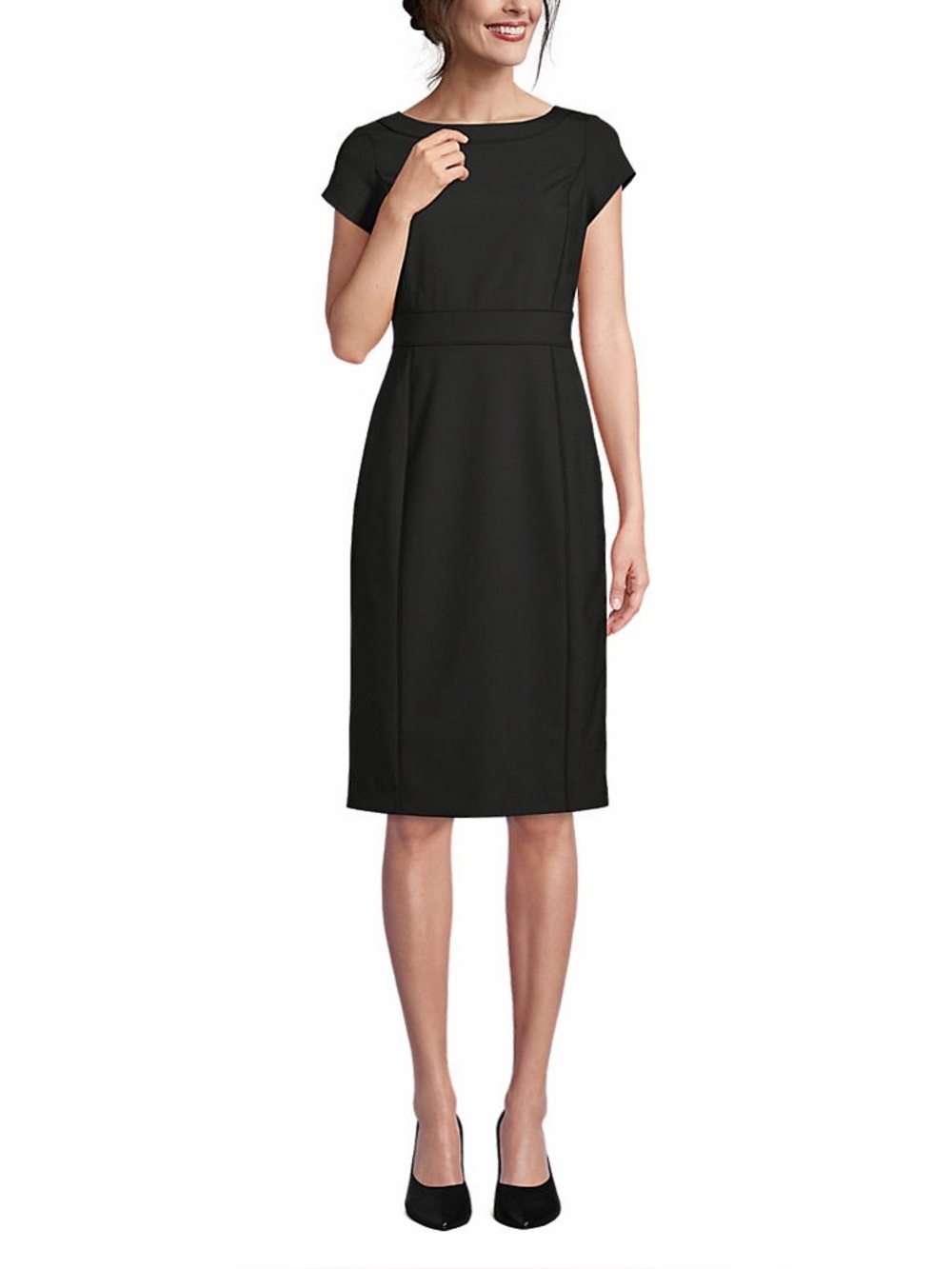Lands’ End Black School Uniform Washable Wool Piped Sheath Dress 14 NWOT